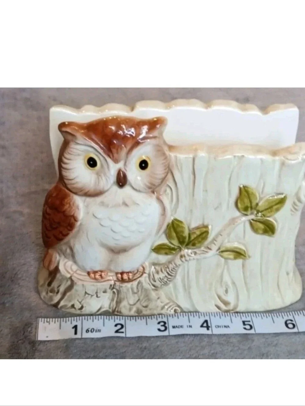 1984 Otagiri Japan Owl Napkin Holder, Letter Holder Vintage Cottage 80s Kitchen